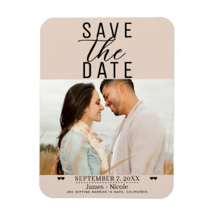 Magnet Flexible Faire-part de mariage photo moderne avec bisque d'