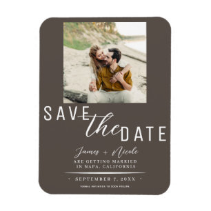 Magnet Flexible Faire part de mariage photo Taupe foncé