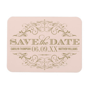 Magnet Flexible Faire-part de mariage vintage blush Antique Flouri