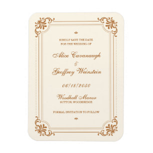Magnet Flexible Faire-Part de Mariage Vintage Flourish