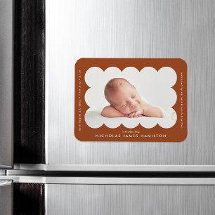 Magnet Flexible Faire-part de naissance moderne en terre cuite en 