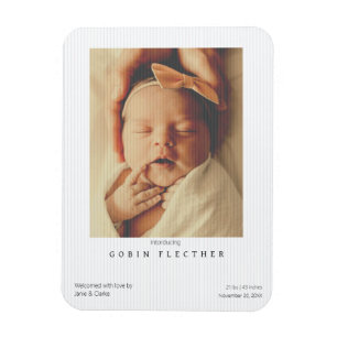 Magnet Flexible Faire-part de naissance photo avec rayures moderne