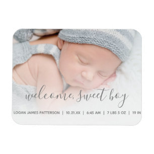 Magnet Flexible Faire-part de naissance Photo Garçon Bienvenue