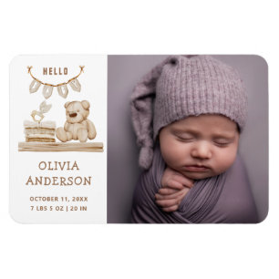 Magnet Flexible Faire-part de naissance photo neutre   Ours en pel