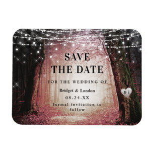 Magnet Flexible Fairytale Enchanted Forest Pink Save The Date
