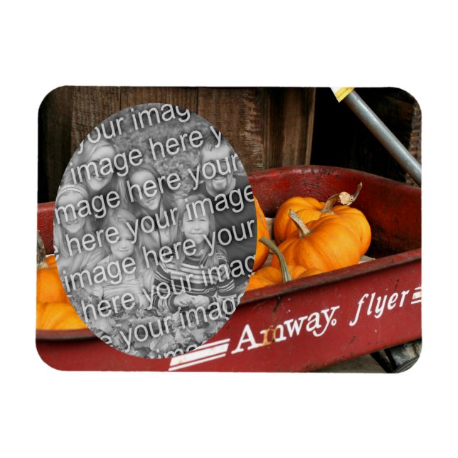 Magnet Flexible Fall Citrouille Red Wagon Ajouter Votre Photo (Horizontal)
