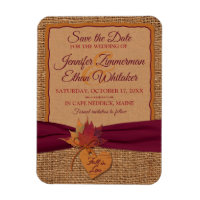 Fall in Love Burlap, Feuilles Save the Date (small