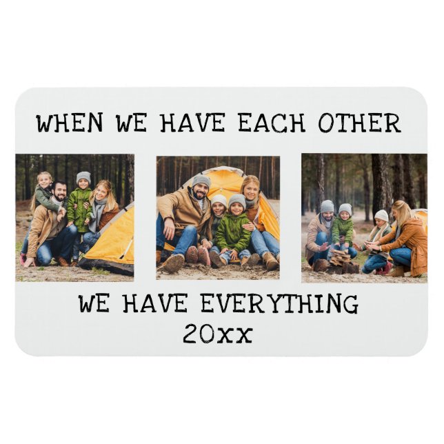 Magnet Flexible Famille 3 Collage de photos quand nous nous avons  (Horizontal)