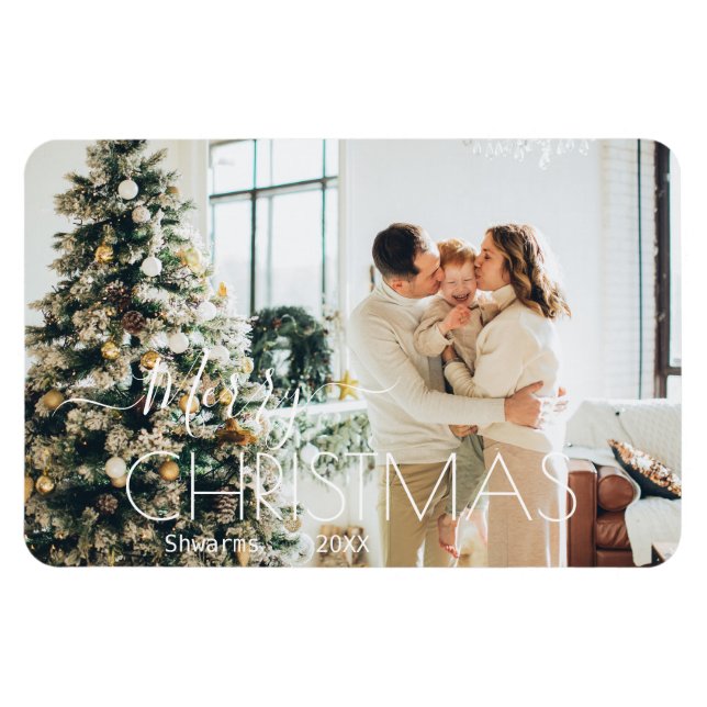 Magnet Flexible Famille de Noël personnalisée moderne (Horizontal)