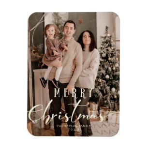 Magnet Flexible Famille de photos de Noël minimaliste d'or
