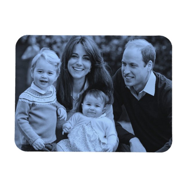 Magnet Flexible Famille Prince William déc 2015 bleu monochrome (Horizontal)