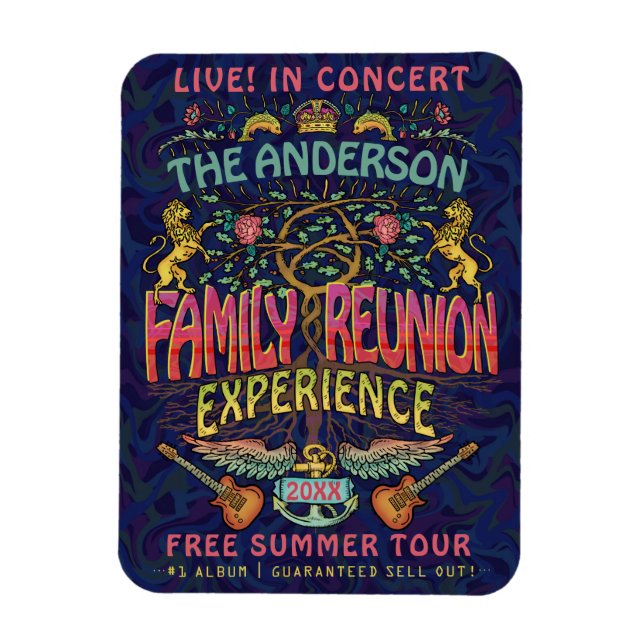 Magnet Flexible Family Reunion Band Retro les années 70 Concert No (Vertical)