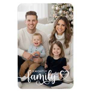 Magnet Flexible Family Script Photo Nom du coeur personnalisé
