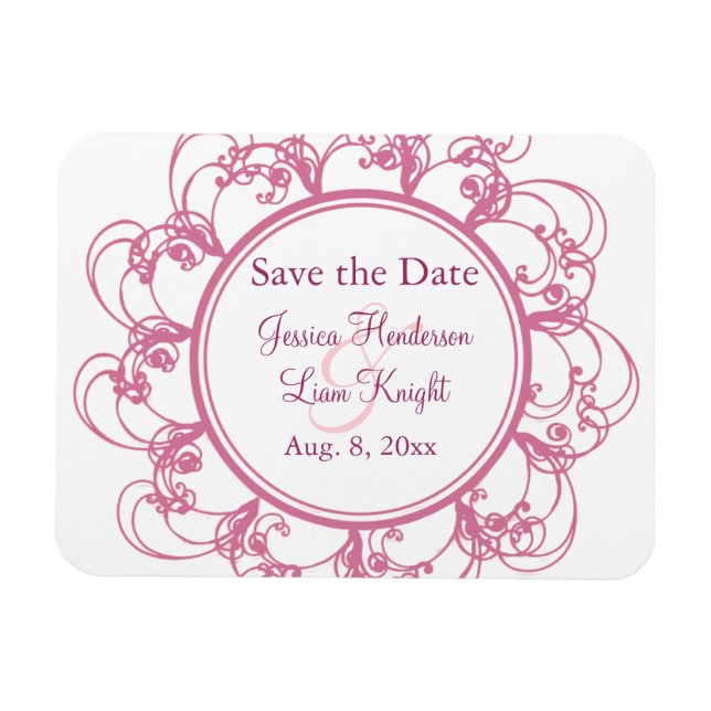 Magnet Flexible Fancy Floral Enregistrer l'aimant de date (Horizontal)