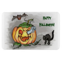 fantôme, chauve-souris et chat, Joyeux Halloween !