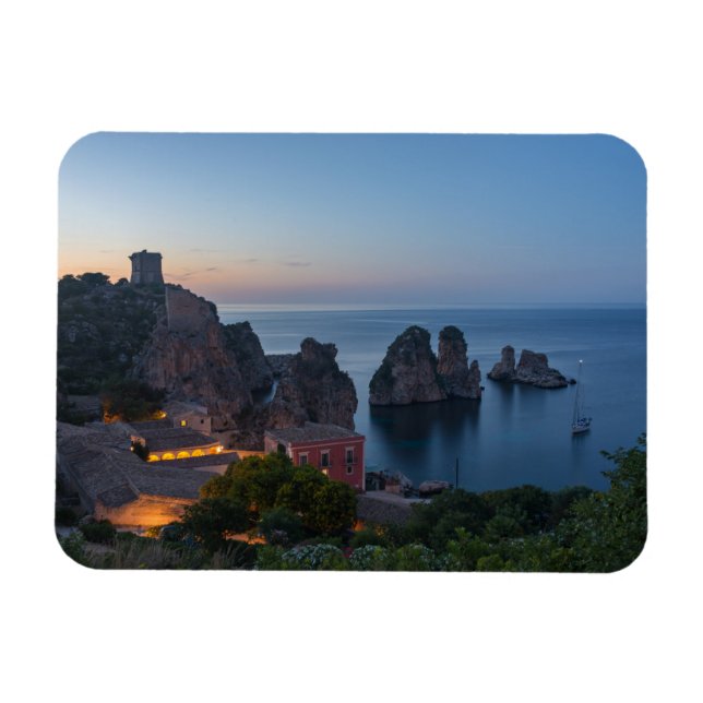 Magnet Flexible Faraglioni et Tonnara à Scopello, Sicile (Horizontal)