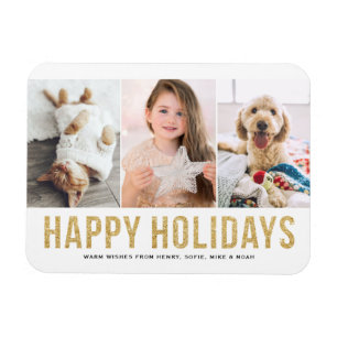 Magnet Flexible Faux Gold Parties scintillant Photo Collage Joyeux