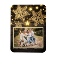Faux Wood Gold Parties scintillant Snowflakes Phot