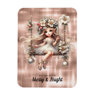 Magnet Flexible Fée De Noël Blanche Joyeux Et Lumineux