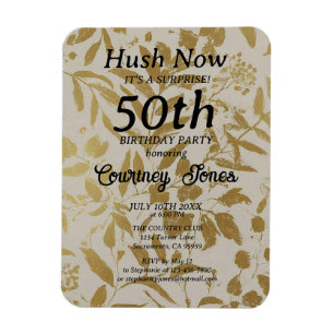 Magnet Flexible Félicitations Botanique Ivoire Or 50e Anniversaire