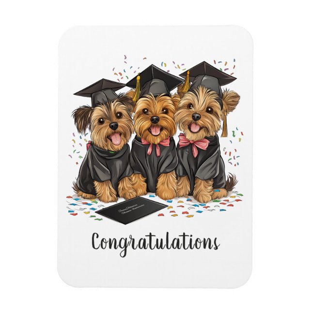 Magnet Flexible Félicitations Diplôme Yorkshire Terrier Chiens (Vertical)