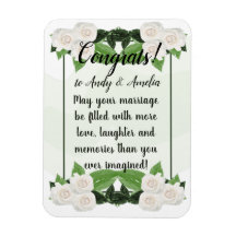 Félicitations Meilleurs voeux Aimant Roses Blanche