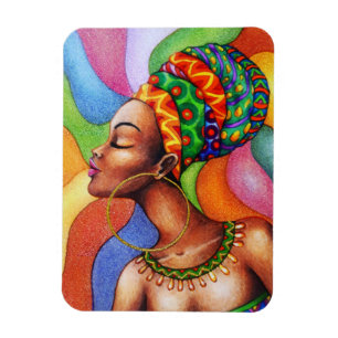 Magnet Flexible Femme africaine avec cire tissu traditionnel