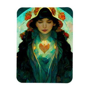 Magnet Flexible Femme au coeur brillant Imaginaire Sci-Fi