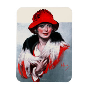 Magnet Flexible Femme en Casquette rouge