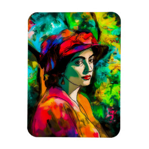 Magnet Flexible Femme en Casquette rouge
