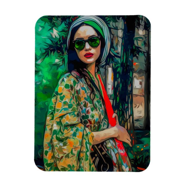 Magnet Flexible Femme en verres verts (Vertical)