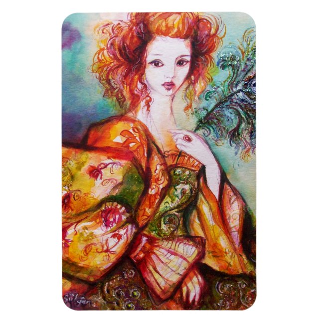 MAGNET FLEXIBLE FEMME ROMANTIQUE AVEC PEACOCK FEACOCK (Vertical)