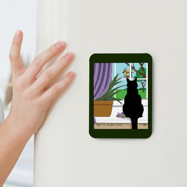 Magnet Flexible Fenêtre Chat noir regardant dehors (Créateur téléchargé)