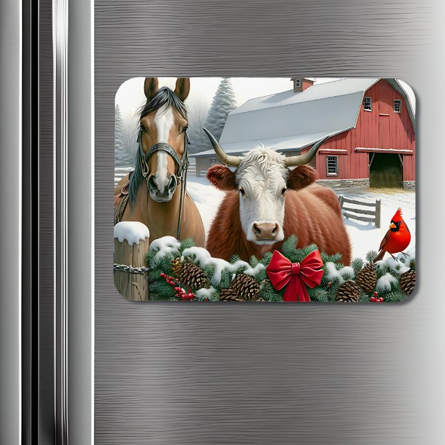 Magnet Flexible Ferme de Noël Brown pour le cheval et la vache (Créateur téléchargé)
