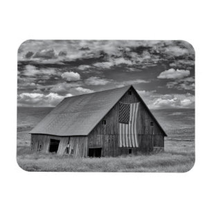 Magnet Flexible Fermes BW American Flag Barn Scene