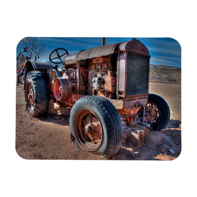 Magnet Flexible Fermes | Tracteur d'antiquité rouillé (Horizontal)