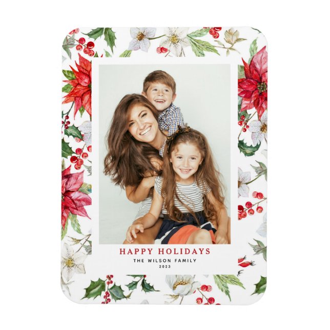 Magnet Flexible Festif Noël hiver motif floral photo (Vertical)