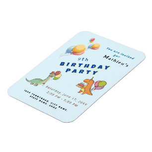 Magnet Flexible Fête d'anniversaire enfants dinosaure dino bleu dr