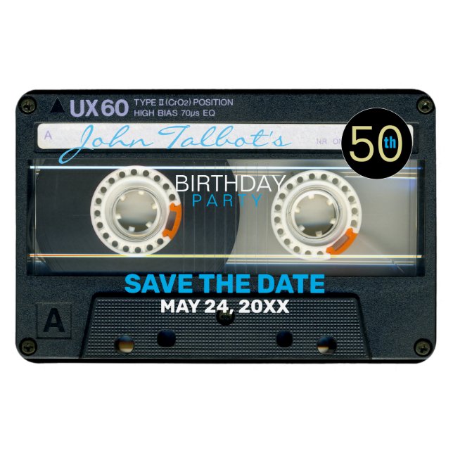 Magnet Flexible Fête de 50e anniversaire de l'Audiotape Retro T6 F (Horizontal)