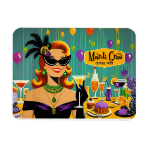 Magnet Flexible Fête de cocktail rétro Mardi Gras des années 50
