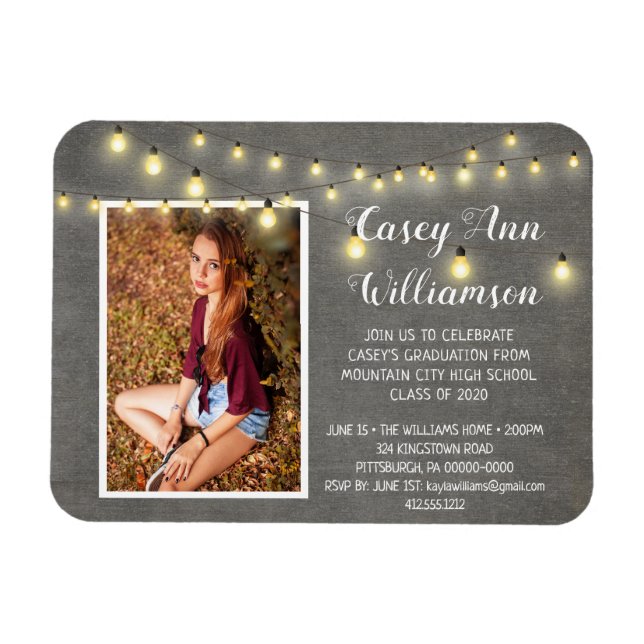 Magnet Flexible Fête de graduation Lumières en bois Photo (Horizontal)