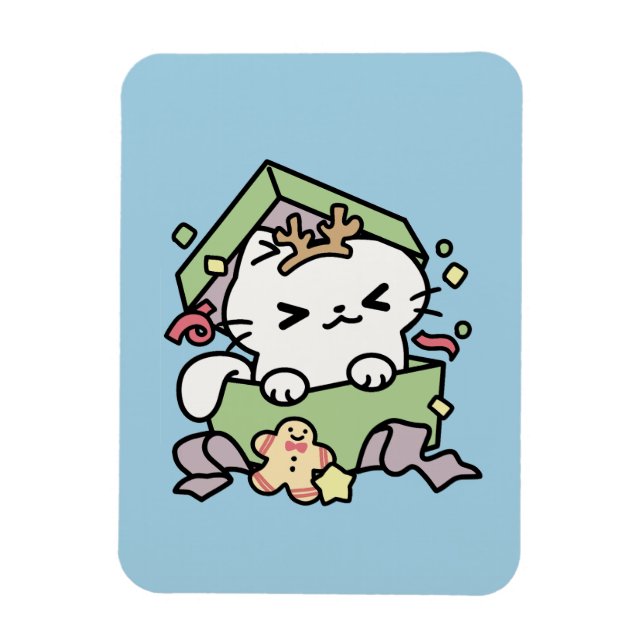 Magnet Flexible Fête de Noël avec Purr-ty Time Cat (Vertical)