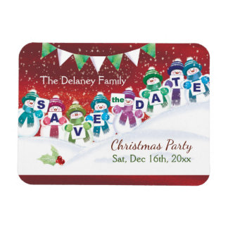 Magnet Flexible Fête de Noël, Sauvez la Date, Jolly Snowmen