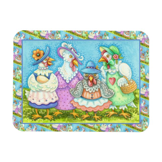 Magnet Flexible FÊTE DE POULES, AMIS À PLUMES DE CAMPAGNE Drôle (Horizontal)