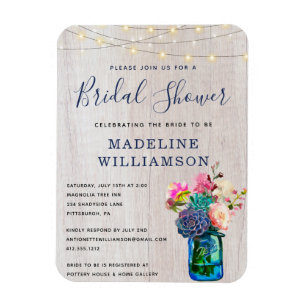 Magnet Flexible Fête des mariées Rustique Floral Mason Jar & Lumiè