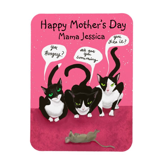 Magnet Flexible Fête des Mères Drôle des Chats Personnalisé (Vertical)