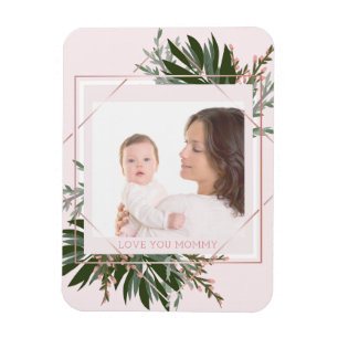 Magnet Flexible Fête des Mères Rose Gold Floral Photo personnalisé