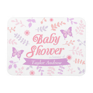 Magnet Flexible Fête du Baby shower aux papillons floraux élégant