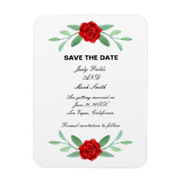 Magnet Flexible Feuillage Floral Rouge Enregistrer La Date