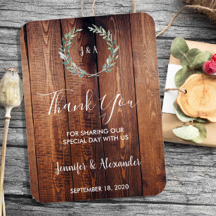 Magnet Flexible Feuille Merci mariage rustique en bois